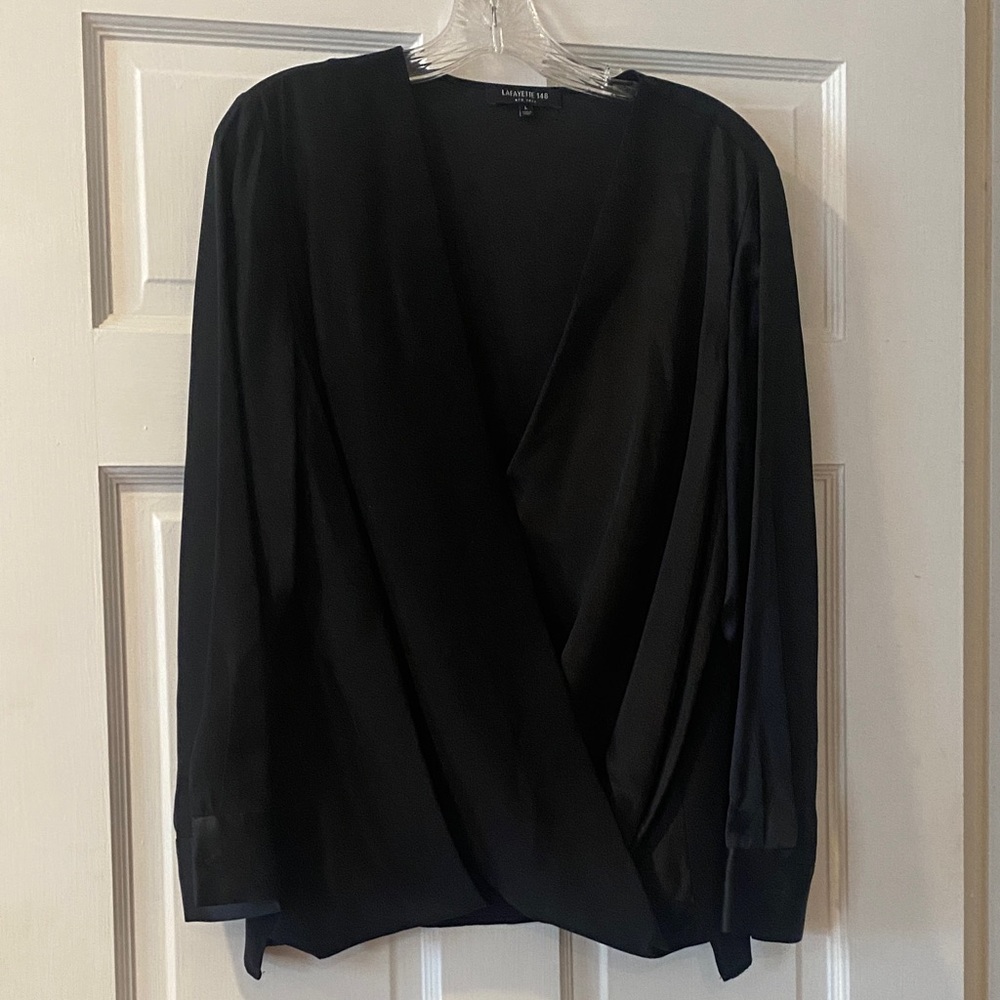 Lafayette 148 Silk Draped Blouse. Sz. L